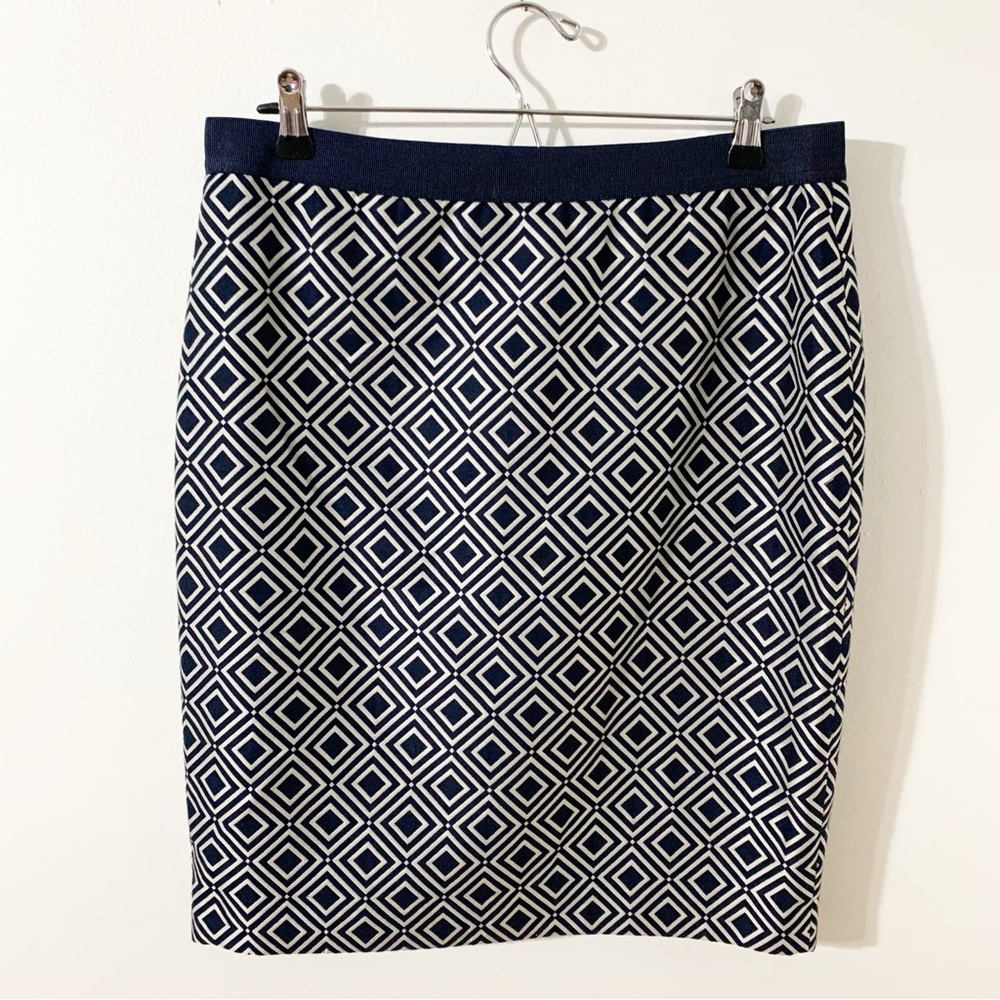 Ann Taylor Geometric Diamond Patterned Fully Lined Pencil Skirt Back Zipper